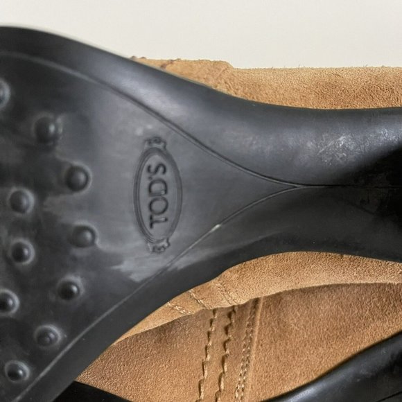 Tod's Suede Boot Bootie Buckle Womens Size 8 N Camel EUC - Picture 11 of 14